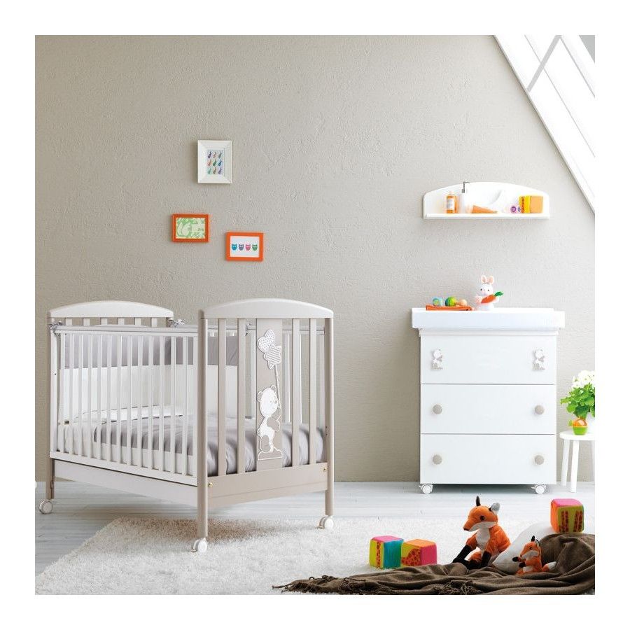PALI Βρεφικό Κρεβάτι Με Συρτάρι Orsetto Bianco Tortora