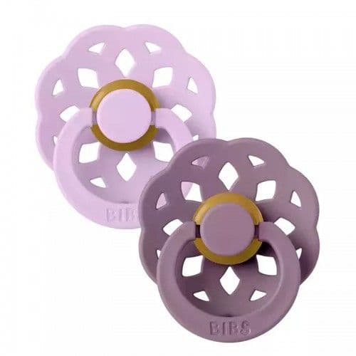BIBS Σετ Στρογγυλές Πιπίλες Latex Boheme Violet Sky/Mauve (6-18 μηνών)