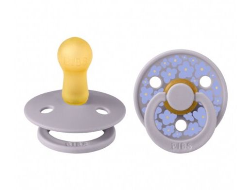 BIBS Σετ Στρογγυλές Πιπίλες Latex Studio Colour Jasmine Fossil Grey Mix (0-6 μηνών)