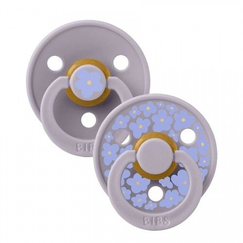 BIBS Σετ Στρογγυλές Πιπίλες Latex Studio Colour Jasmine Fossil Grey Mix (0-6 μηνών)