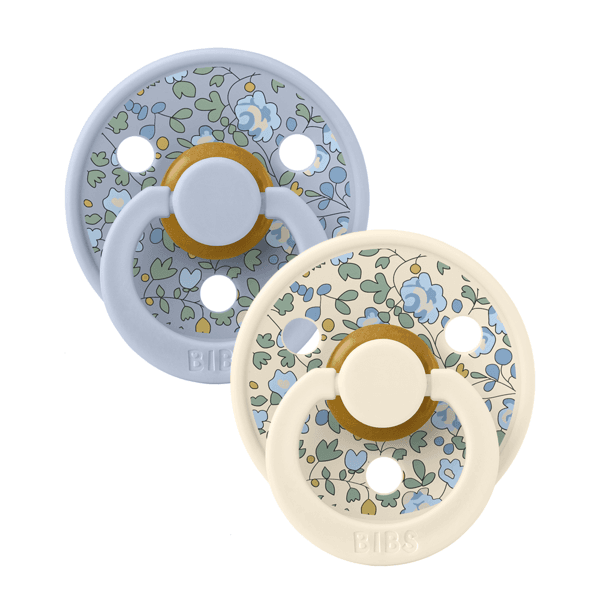 BIBS x LIBERTY Σετ Στρογγυλές Πιπίλες Latex Colour Eloise Dusty Blue Mix (0-6 μηνών)