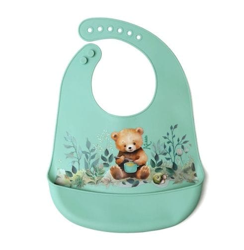 KIOKIDS Βρεφική Σαλιάρα Σιλικόνης Με Τσέπη Little Bear (4+ μηνών)