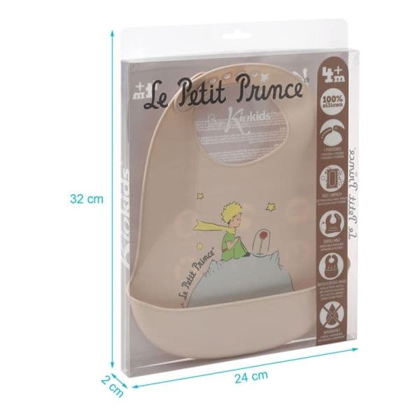 KIOKIDS Βρεφική Σαλιάρα Σιλικόνης Με Τσέπη Little Prince (4+ μηνών)