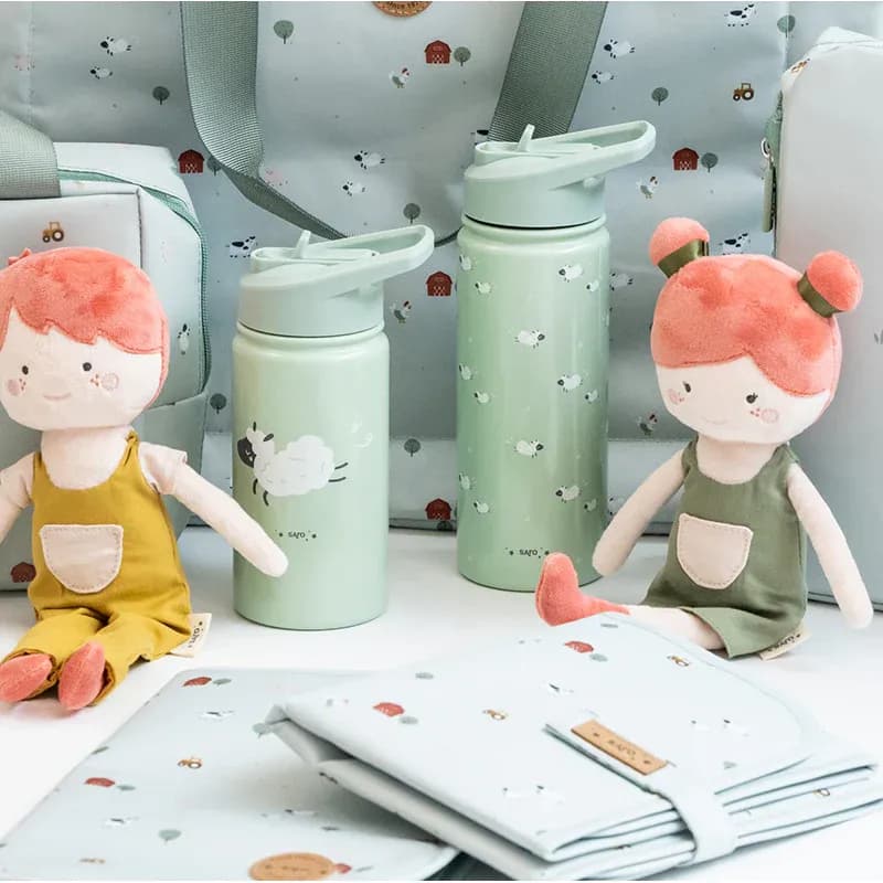 SARO Ανοξείδωτο Παγούρι Θερμός Με Καλαμάκι Funny Farm 350ml