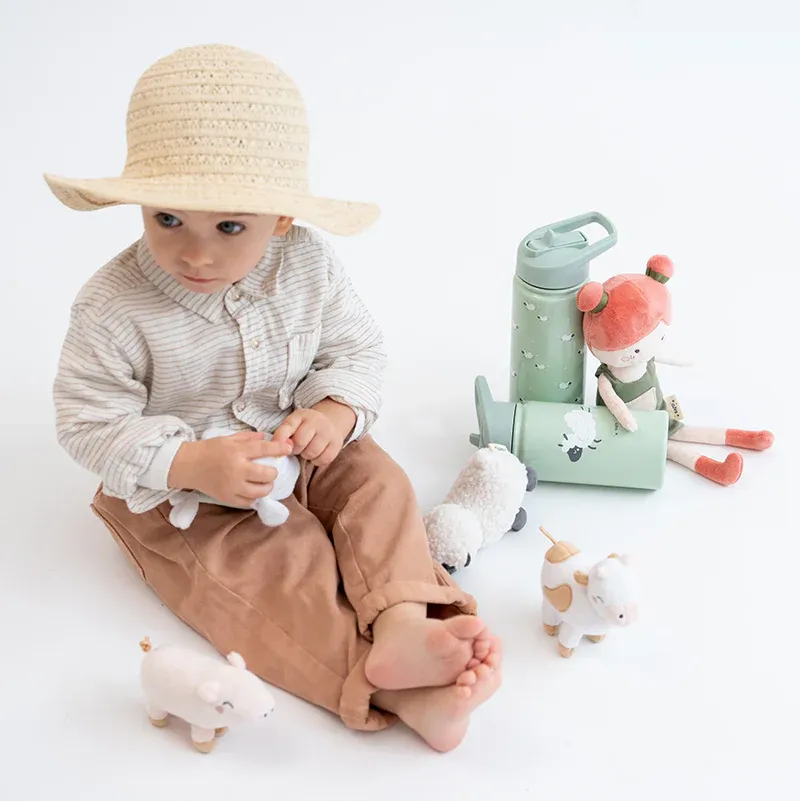 SARO Ανοξείδωτο Παγούρι Θερμός Με Καλαμάκι Funny Farm 350ml