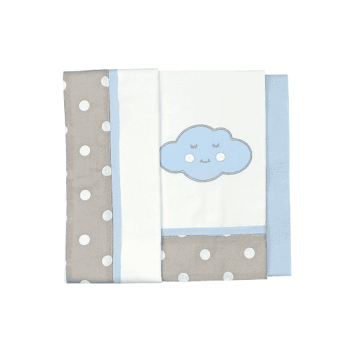 BABY STAR Σετ Σεντόνια Λίκνου Σύννεφο Σιέλ (3 Τεμάχια)