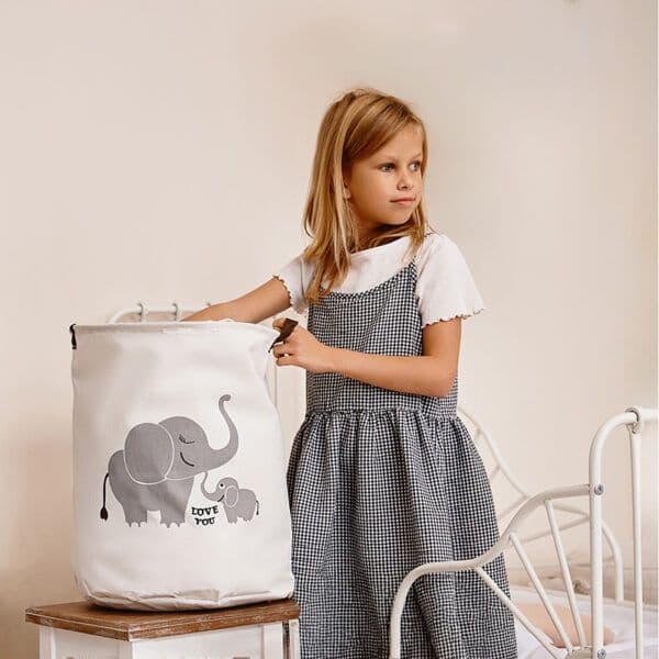 SIPO Στρογγυλό Καλάθι Αποθήκευσης Παιχνιδιών Ελεφαντάκι (43L)