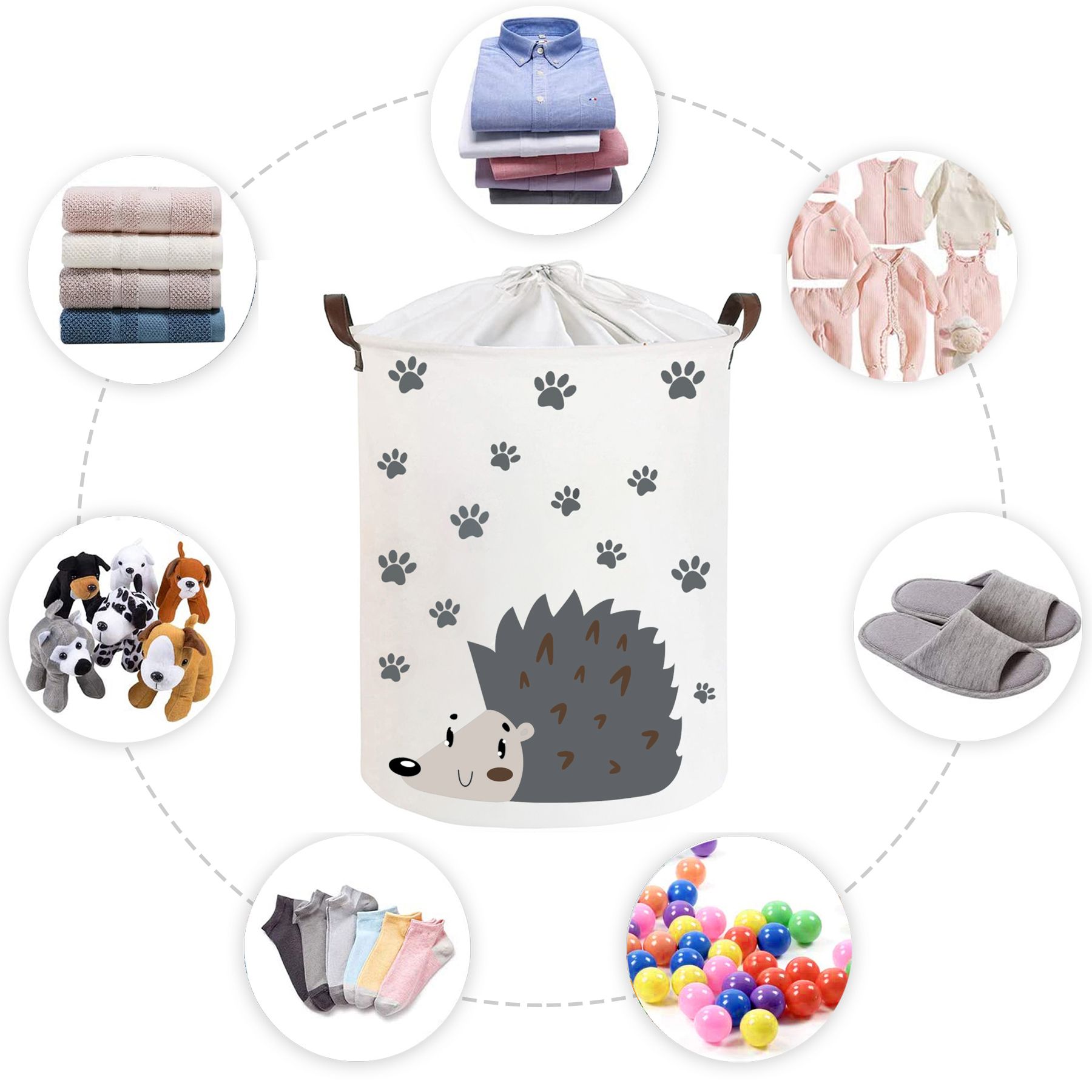 SIPO Στρογγυλό Καλάθι Αποθήκευσης Παιχνιδιών Σκαντζόχοιρος (43L)