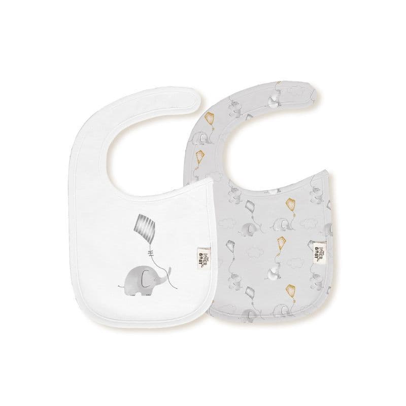 INTERBABY Σετ Βρεφικές Υφασμάτινες Αδιάβροχες Σαλιάρες Bamboo Elephant Grey (0+ μηνών)