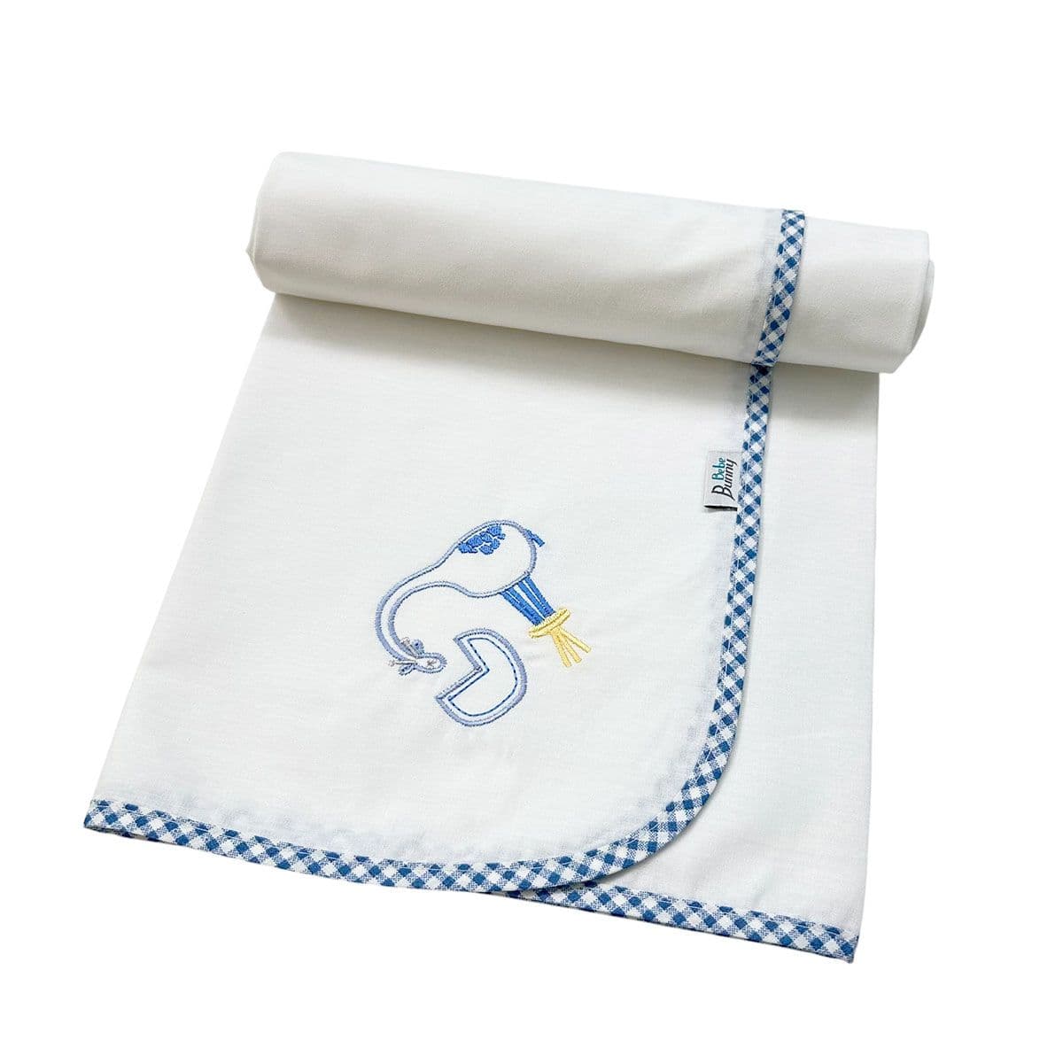 BUNNY BEBE Πάνα Αγκαλιάς Μωρού Χασέ Με Κέντημα Blue