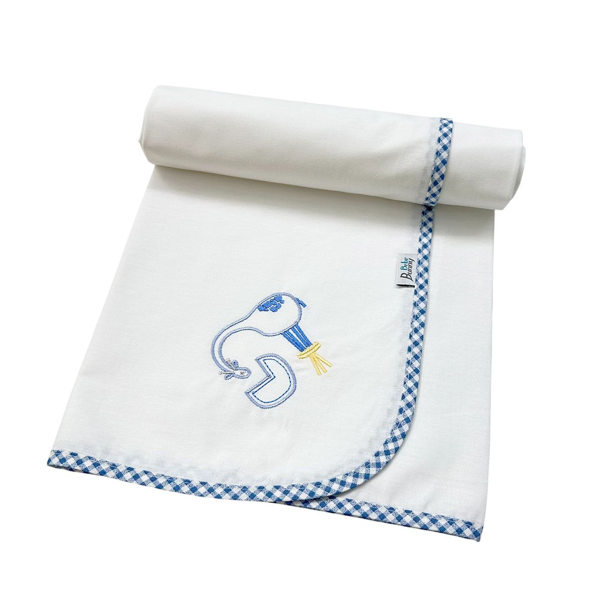 BUNNY BEBE Πάνα Αγκαλιάς Μωρού Χασέ Με Κέντημα Blue