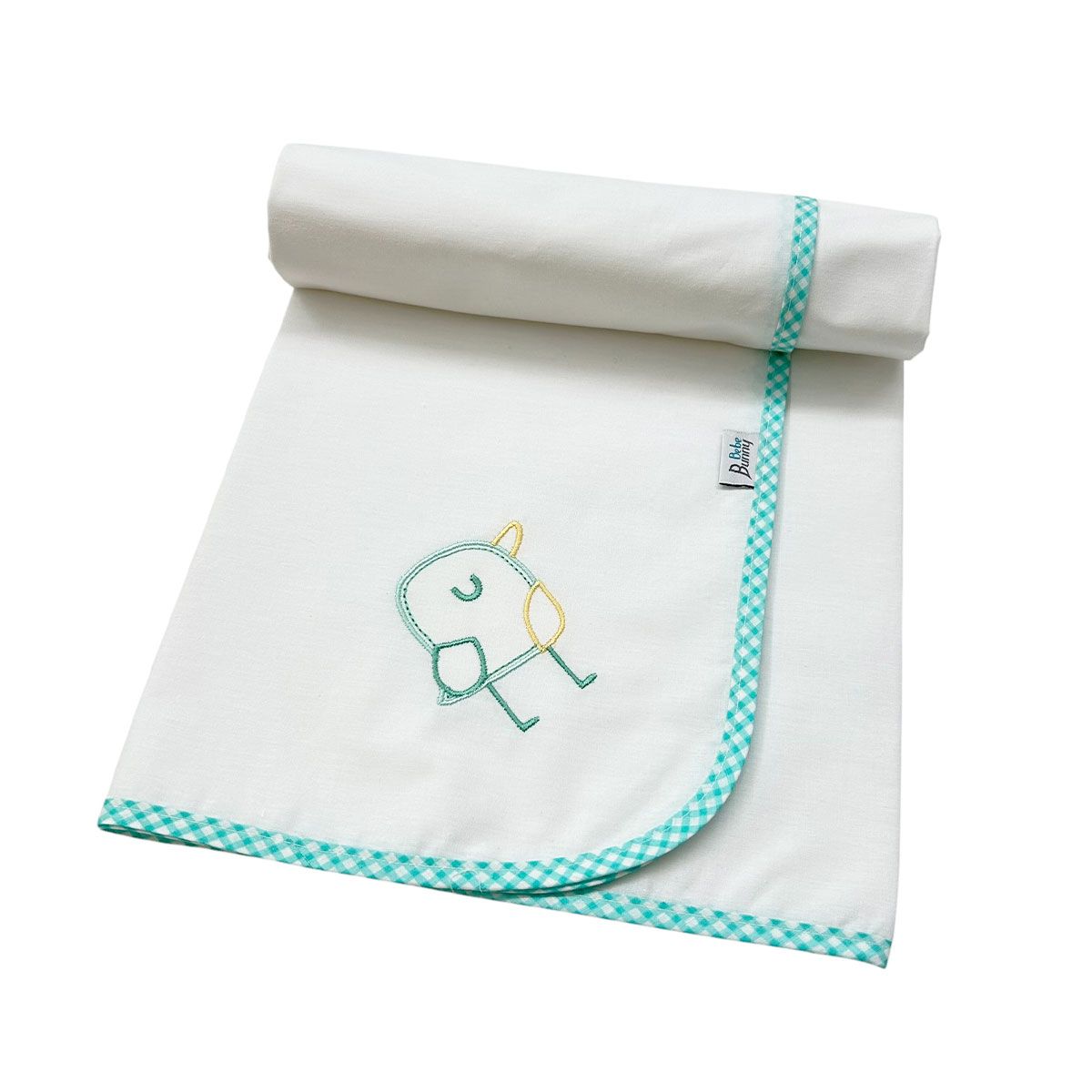 BUNNY BEBE Πάνα Αγκαλιάς Μωρού Χασέ Με Κέντημα Mint