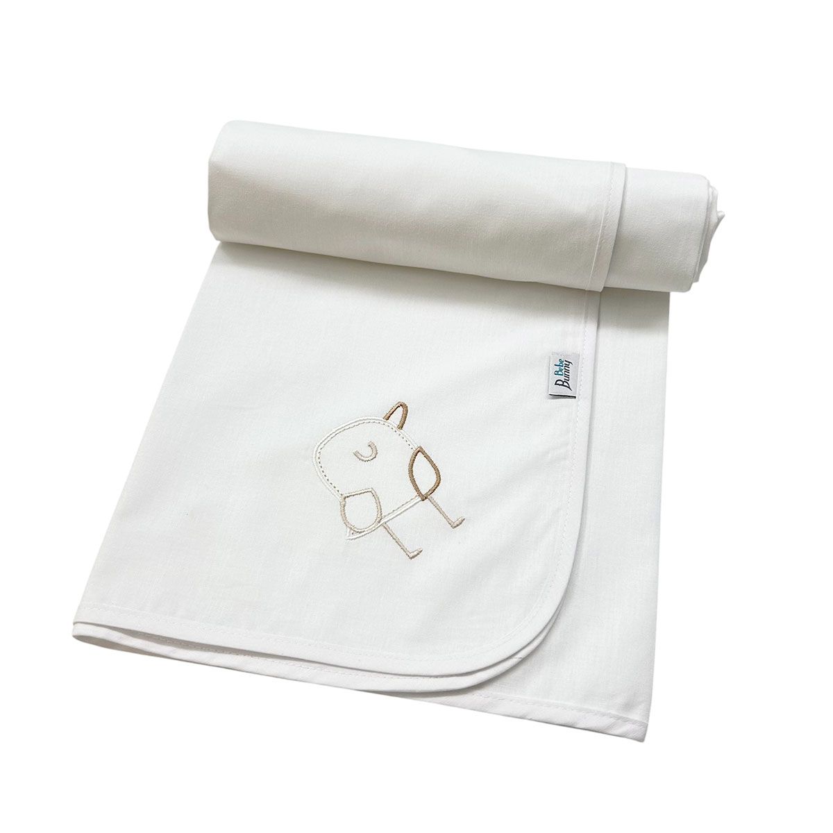BUNNY BEBE Πάνα Αγκαλιάς Μωρού Χασέ Με Κέντημα White