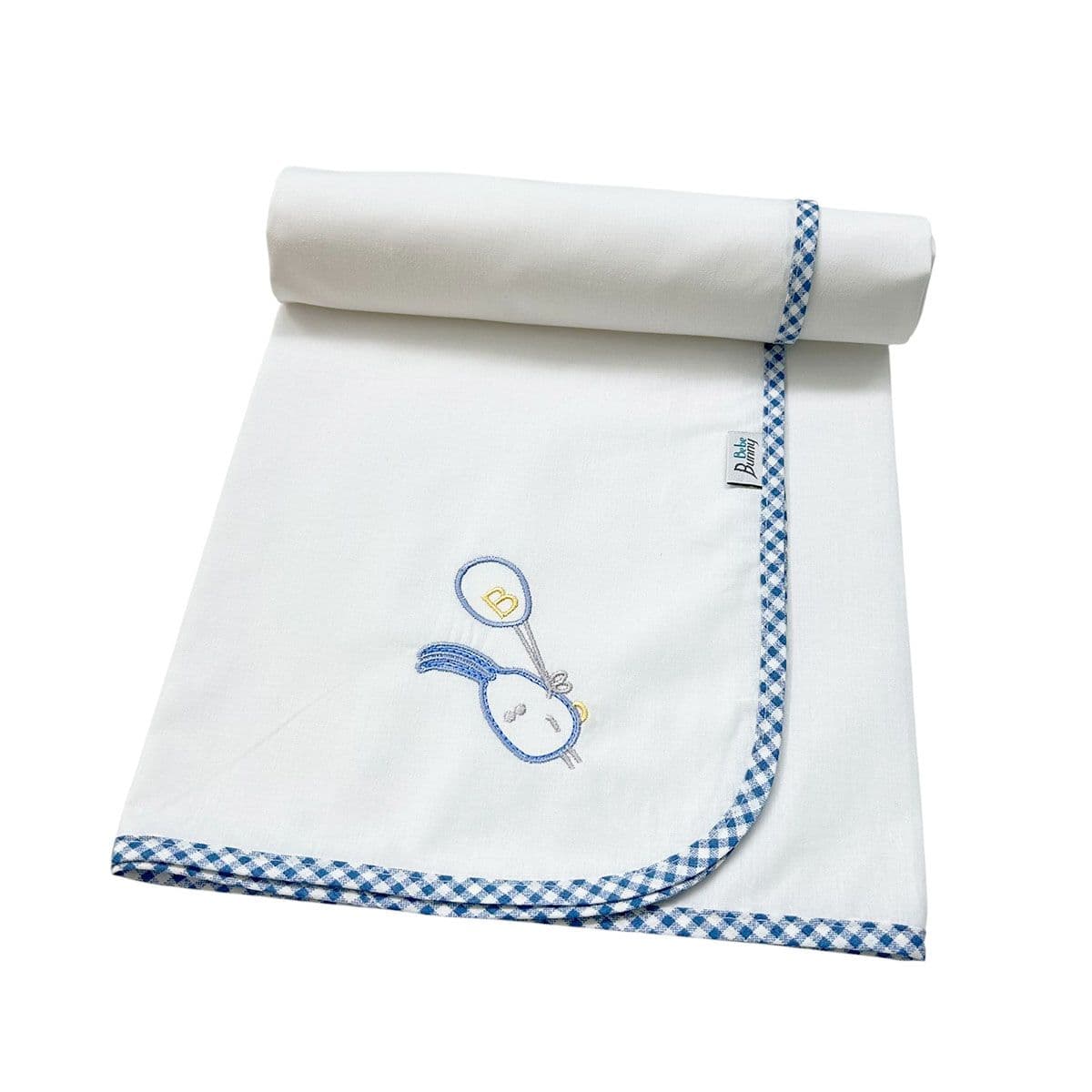 BUNNY BEBE Πάνα Αγκαλιάς Μωρού Χασέ Με Κέντημα Blue