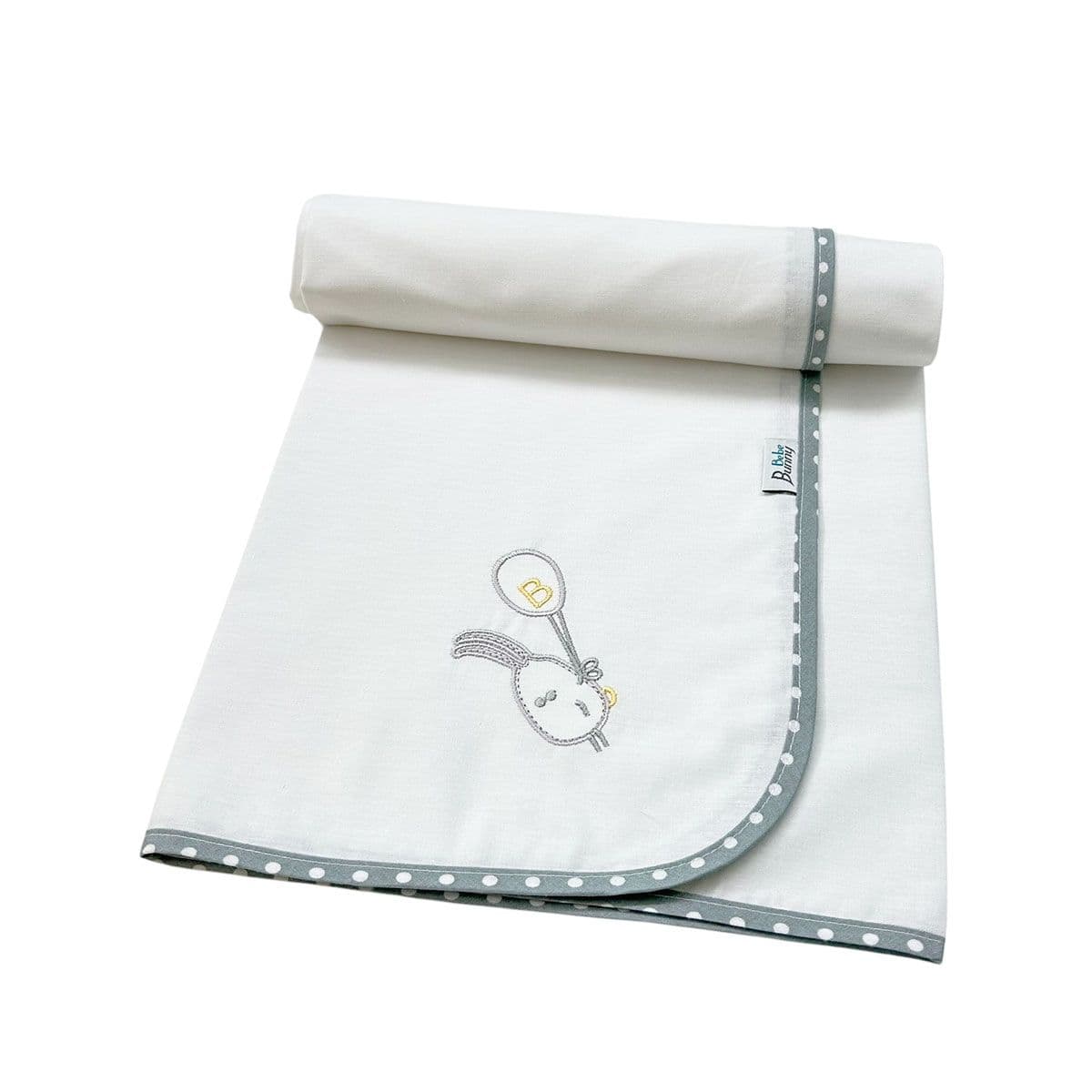 BUNNY BEBE Πάνα Αγκαλιάς Μωρού Χασέ Με Κέντημα Grey