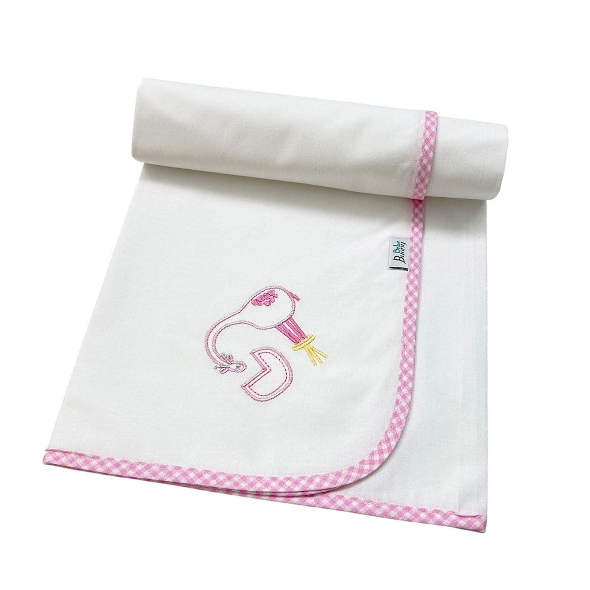 BUNNY BEBE Πάνα Αγκαλιάς Μωρού Χασέ Με Κέντημα Pink