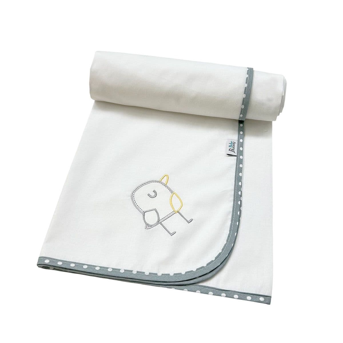 BUNNY BEBE Πάνα Αγκαλιάς Μωρού Χασέ Με Κέντημα Grey