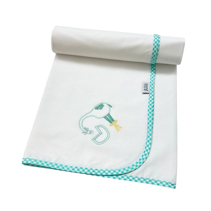 BUNNY BEBE Πάνα Αγκαλιάς Μωρού Χασέ Με Κέντημα Mint