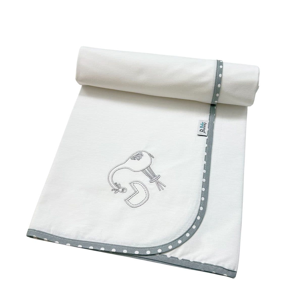 BUNNY BEBE Πάνα Αγκαλιάς Μωρού Χασέ Με Κέντημα Grey