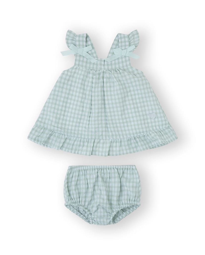 YATSI BABY Βρεφικό Φόρεμα & Εσώρουχο Σορτσάκι Για Την Πάνα Mint Bows