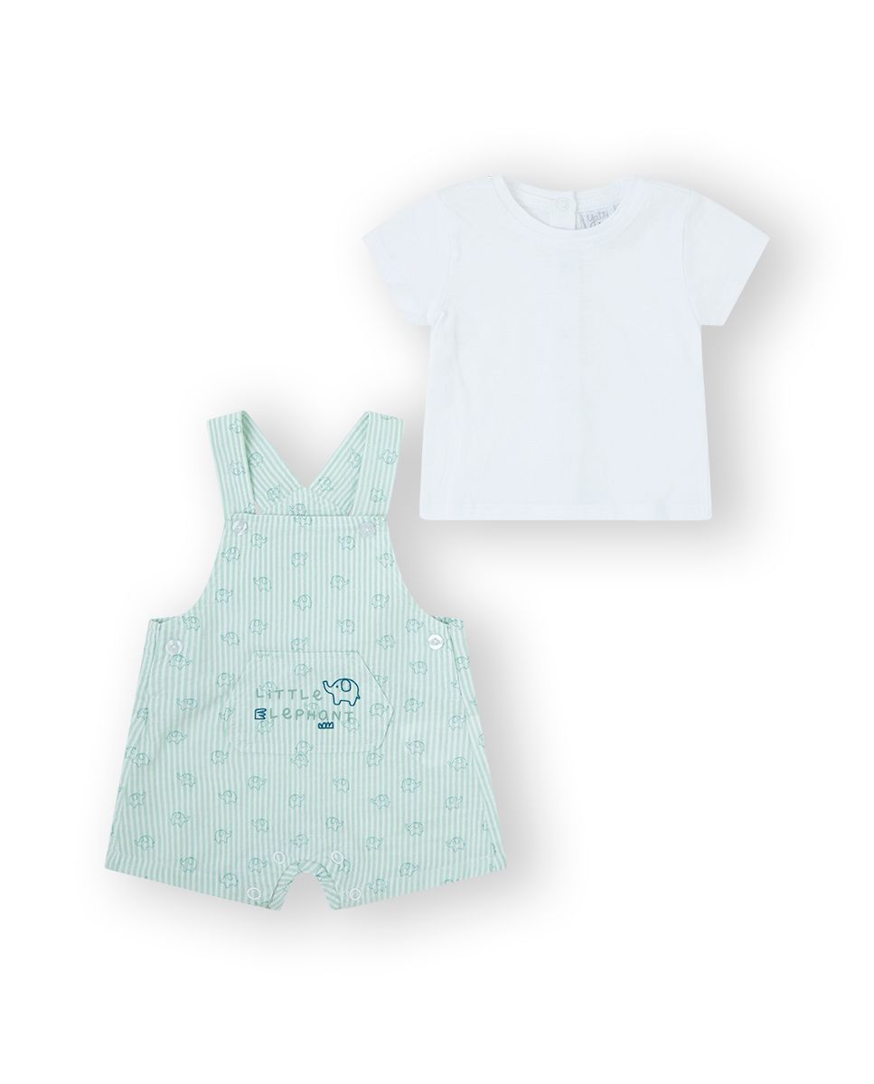 YATSI BABY Βρεφική Καλοκαιρινή Σαλοπέτα Με Κοντομάνικο Μπλουζάκι Little Elephant