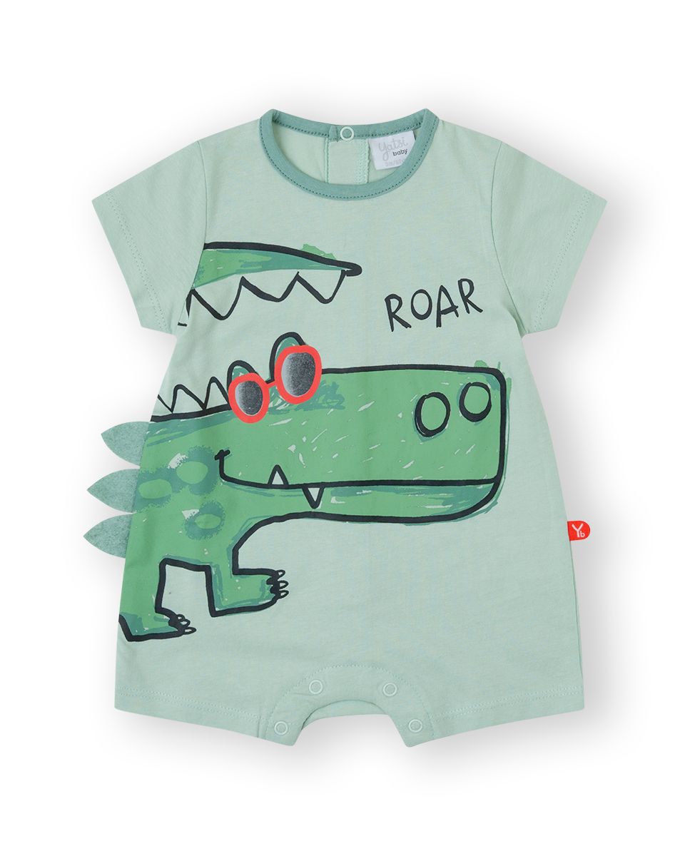 YATSI BABY Βρεφικό Καλοκαιρινό Κοντομάνικο Φορμάκι Roar Roar