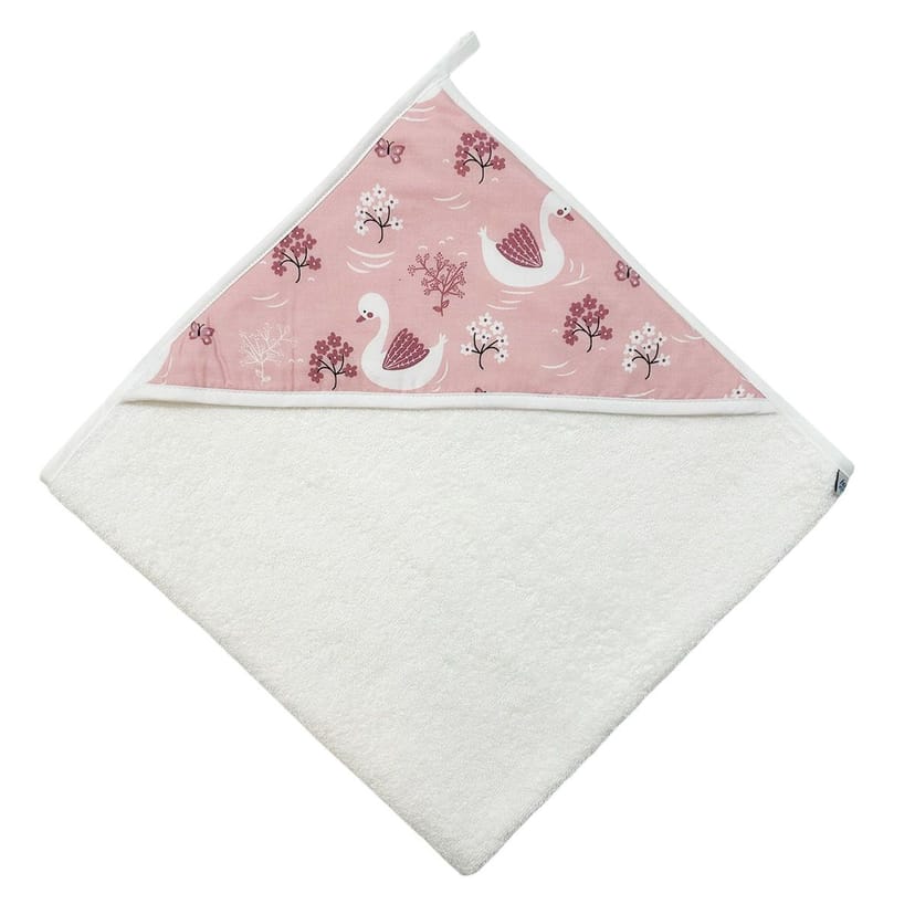 BUNNY BEBE Βρεφικό Μπουρνούζι Κάπα Κύκνος Ροζ