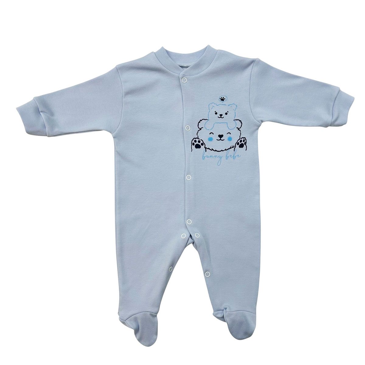 BUNNY BEBE Βρεφικό Βαμβακερό Μακρυμάνικο Φορμάκι Μακό Καμηλοπάρδαλη Σιέλ