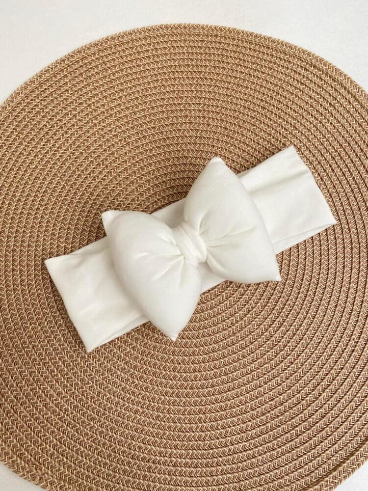 STAMATIS BEBE Βρεφική Κορδέλα Για Μωρά Με Μεγάλο Φιόγκο Pale White