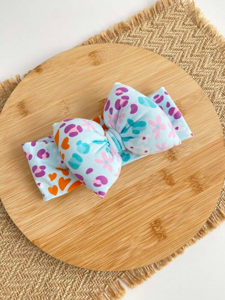 STAMATIS BEBE Βρεφική Κορδέλα Για Μωρά Με Μεγάλο Φιόγκο Mint Leopard