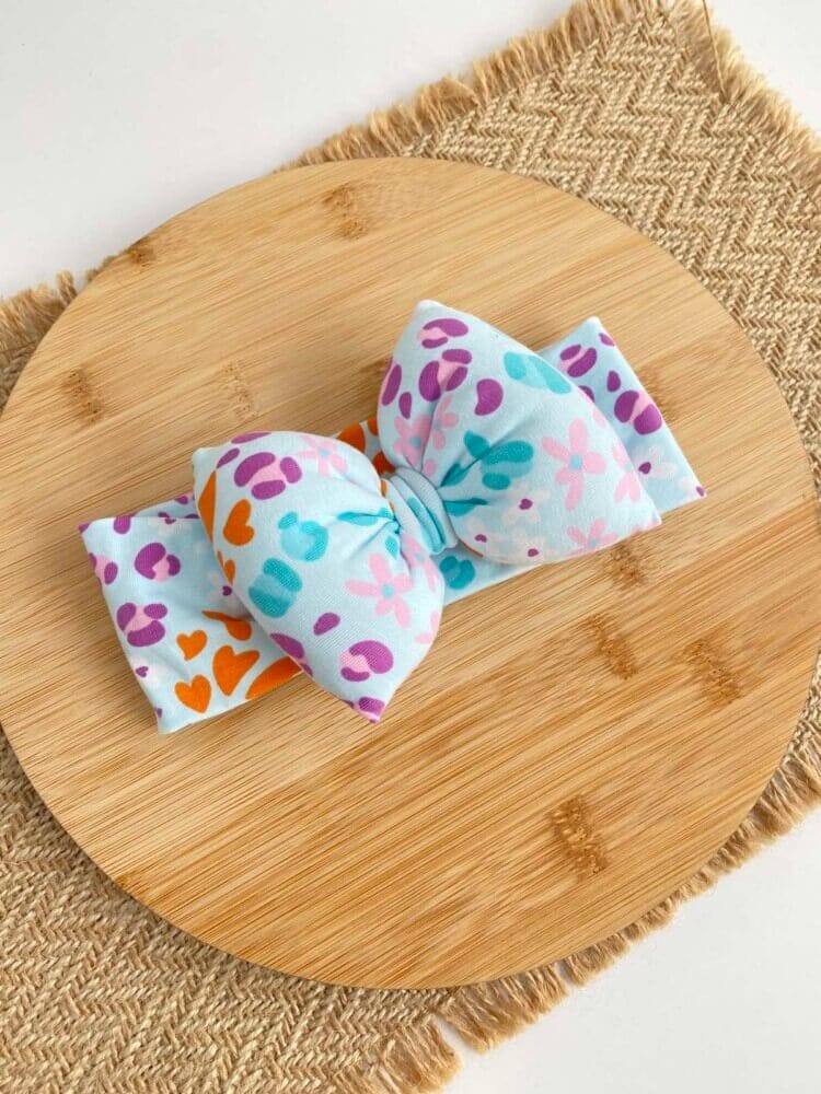 STAMATIS BEBE Βρεφική Κορδέλα Για Μωρά Με Μεγάλο Φιόγκο Mint Leopard