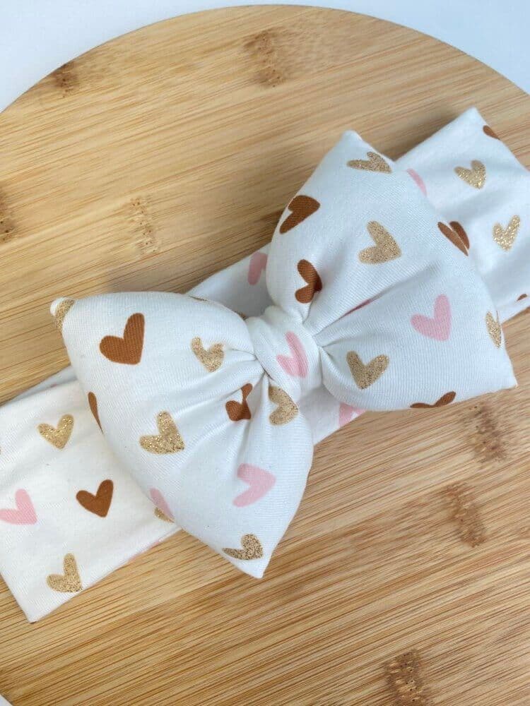 STAMATIS BEBE Βρεφική Κορδέλα Για Μωρά Με Μεγάλο Φιόγκο Aesthetic Hearts