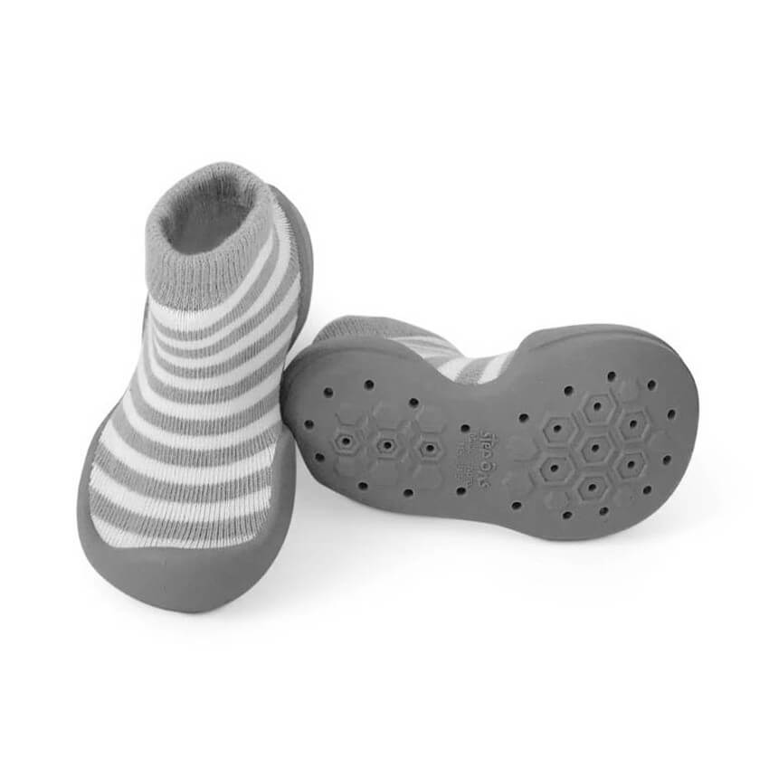 STEP ONS Καλτσοπαπουτσάκια Μωρού Γκρι Ρίγες (6-12 μηνών)