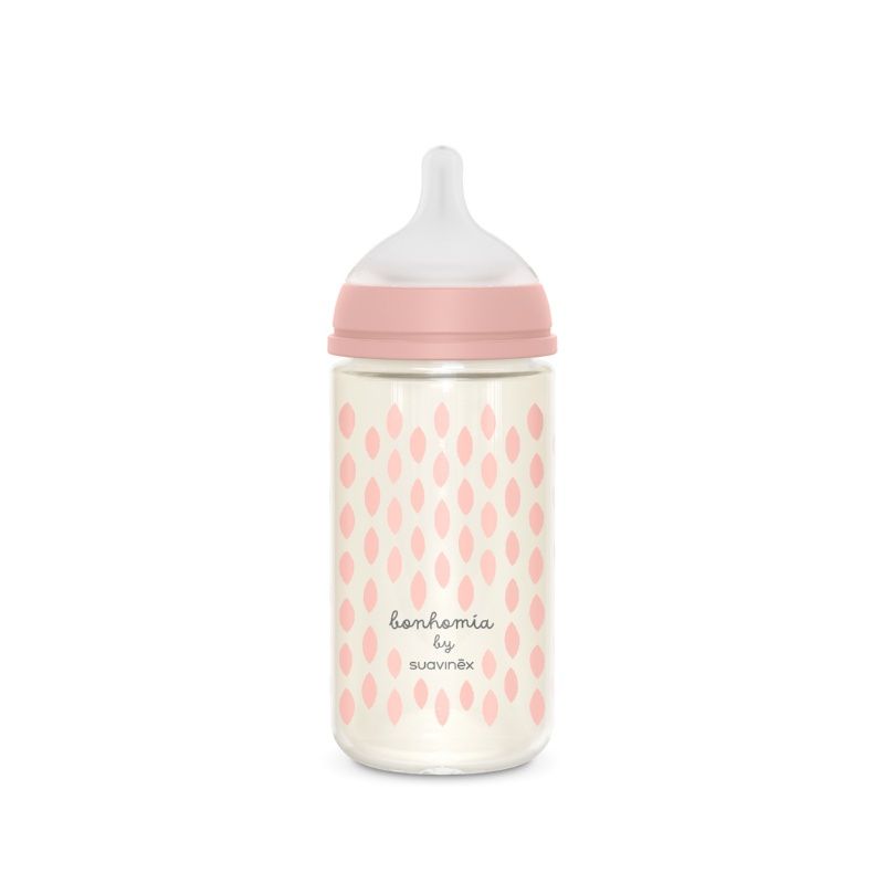 SUAVINEX Γυάλινο Μπιμπερό Με Θηλή Σιλικόνης SX-Pro Physio Pink 240ml (3+ μηνών)