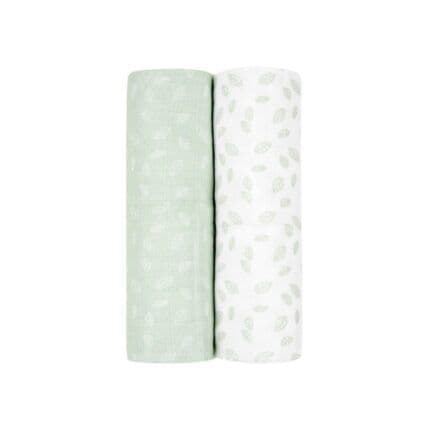 KIKKA BOO Σετ Πάνες Αγκαλιάς Μουσελίνα Leaves Mint