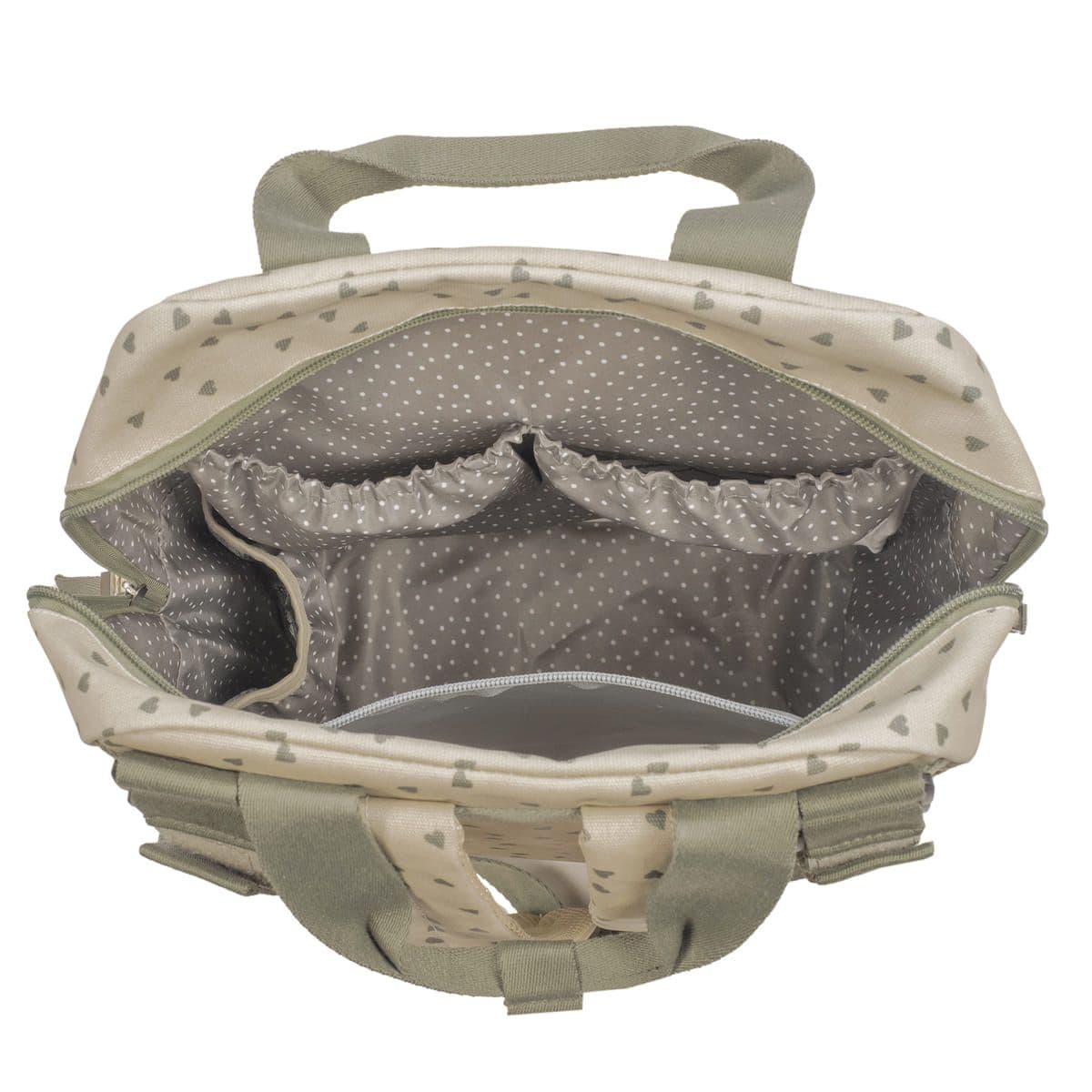 WALKING MUM Τσάντα Αλλαξιέρα Πλάτης Μαμάς Backpack Poppy Olive Hearts