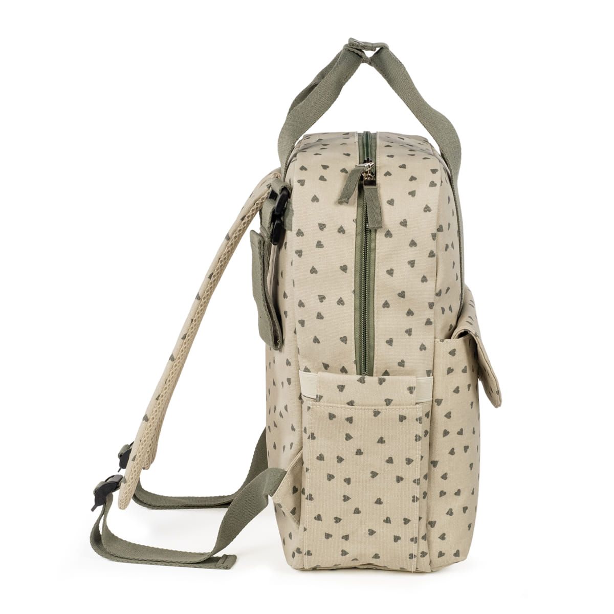 WALKING MUM Τσάντα Αλλαξιέρα Πλάτης Μαμάς Backpack Poppy Olive Hearts