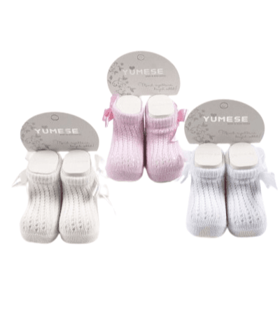 YUMESE Βρεφικά Κεντημένα Καλτσάκια Με Φιόγκο (0-6 μηνών)