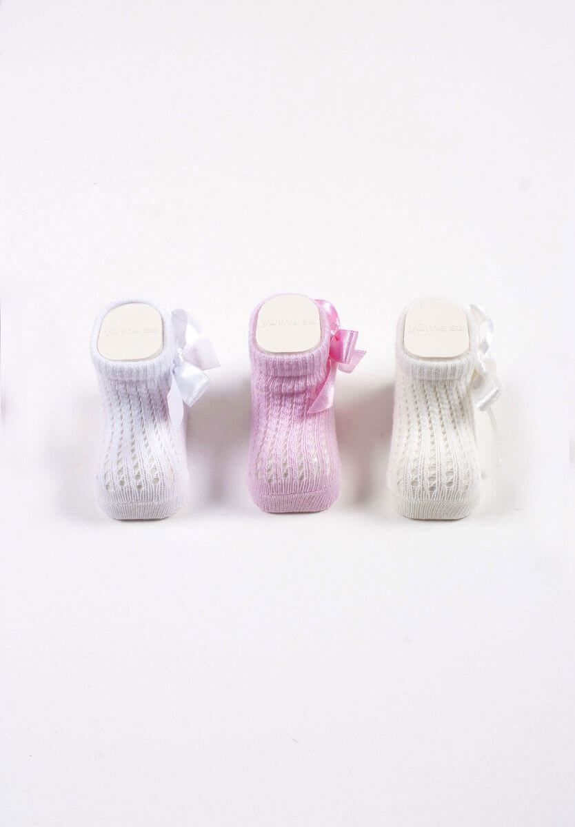 YUMESE Βρεφικά Κεντημένα Καλτσάκια Με Φιόγκο (0-6 μηνών)